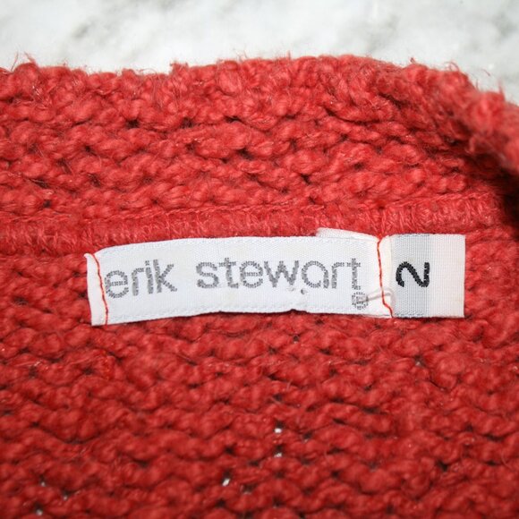 VINTAGE ERIK STEWART Sweater Knit Cotton Chevron Stripe V-Neck Classic Orange XL - Picture 6 of 13